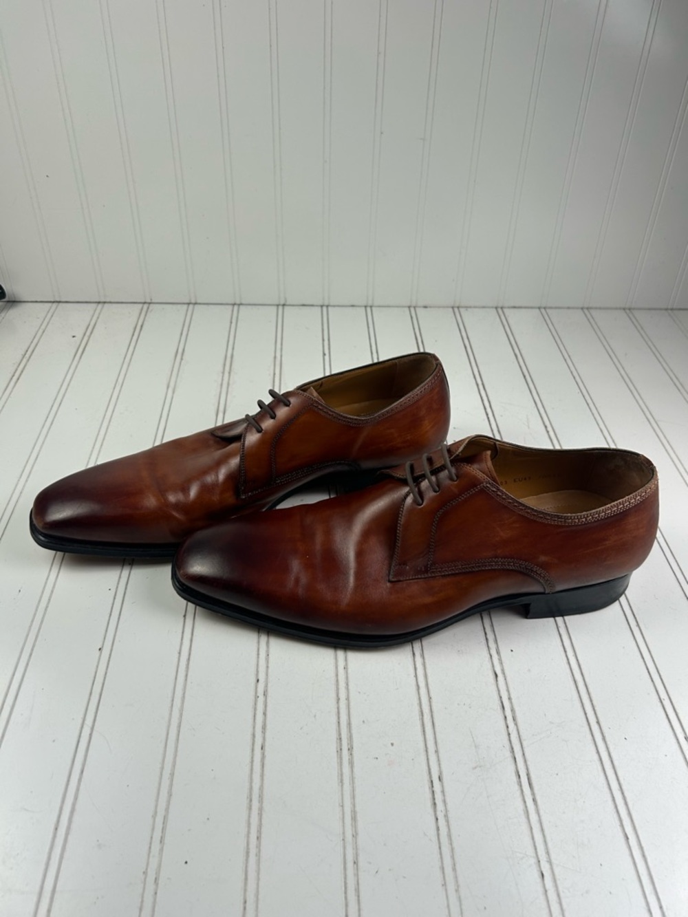 Magnanni Andros Brown Leather Lace-Up Derby Loafers Menโs Size 12 $625 - Picture 11 of 11